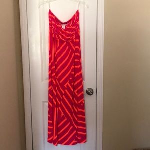 Pink and Orange strapless dress
